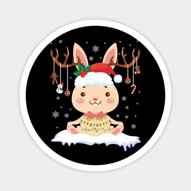 Bunny Reindeer Santa Noel Costume Dancing On Snow Merry Xmas Magnet by bakhanh123